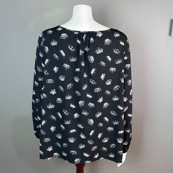 Thakoon for Design Nation top women's XL peasant royal crown punk black - Picture 5 of 8